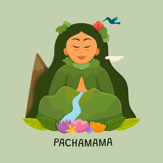 Vecteur illustration de dessin animé dia de la pachamama