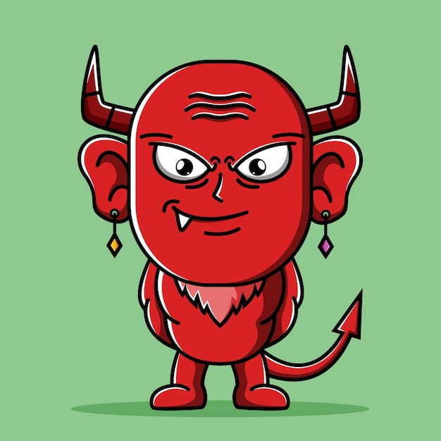 Vecteur illustration de dessin animé de diable rouge