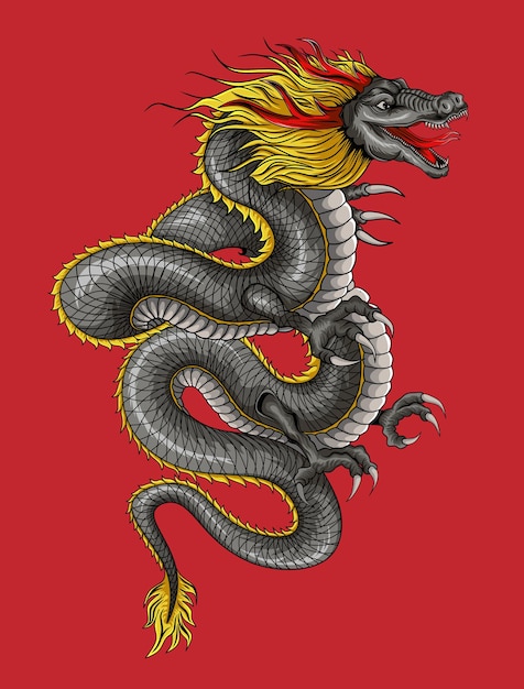 Illustration De Dessin Animé De Dragon. Fantaisie Et Animal Asiatiques Chinois