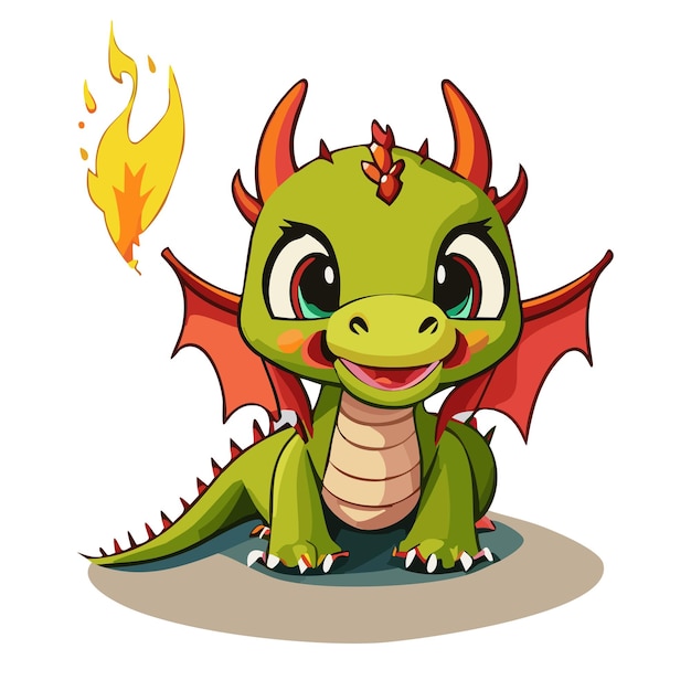une illustration de dessin animé de dragon vectoriel mignon