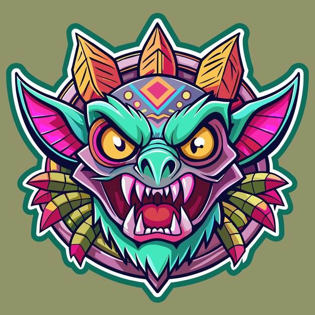 une illustration de dessin animé d'un dragon avec un visage de dragon sur le dessus