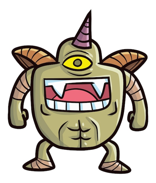 Illustration de dessin animé drôle de monstre à œil unique puissant
