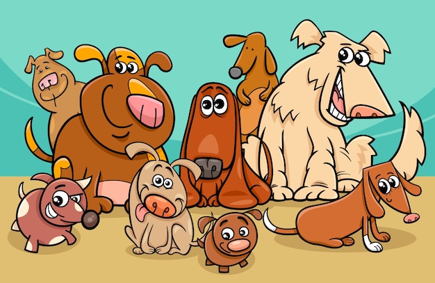 Vecteur illustration de dessin animé drôle de personnages de chien