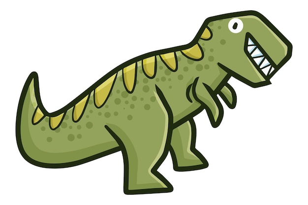 Illustration De Dessin Animé Drôle De Tyrannosaure Vert