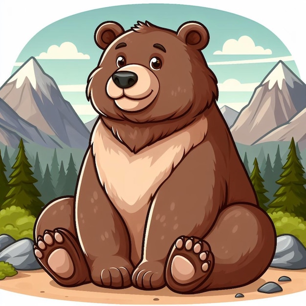 Vecteur l'illustration de dessin animé du mignon ours grizzli vectoriel