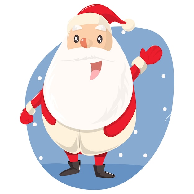 Illustration de dessin animé du mignon père Noël disant bonjour