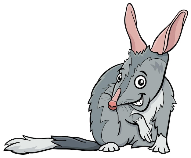 Vecteur illustration de dessin animé du personnage animal drôle de bilby ou de macrotis