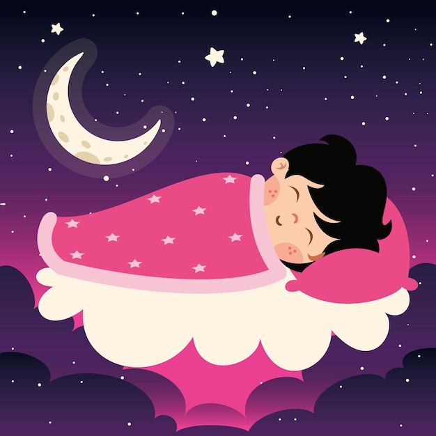 Illustration de dessin animé d'un enfant endormi
