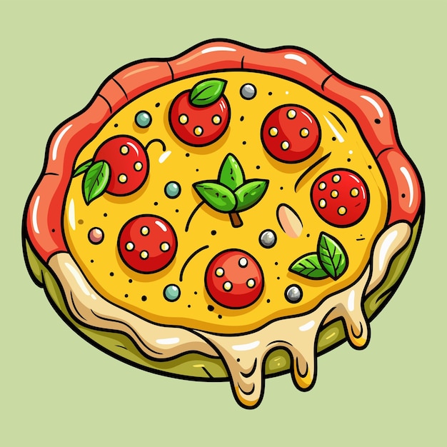 Vecteur illustration de dessin animé d'un ensemble traditionnel de griffons de pizza