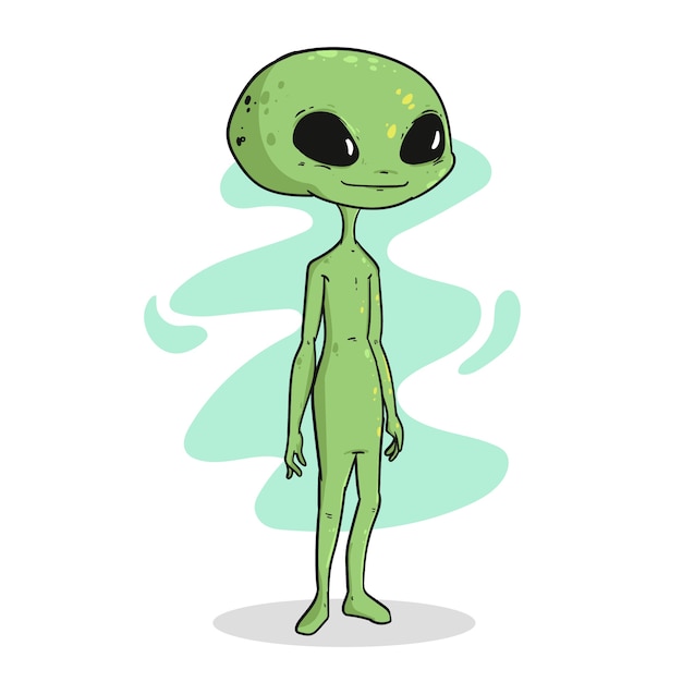 Vecteur illustration de dessin animé extraterrestre dessinée à la main