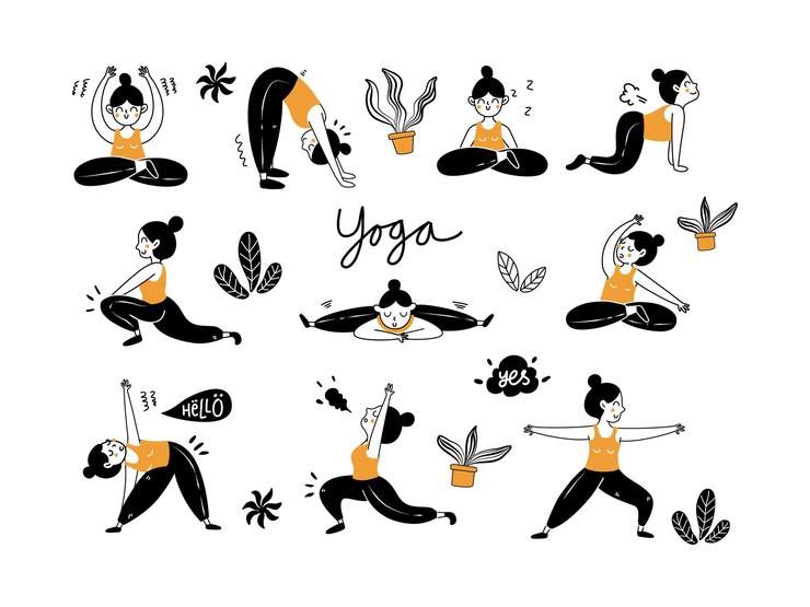 Vecteur une illustration de dessin animé d'une fille faisant du yoga.