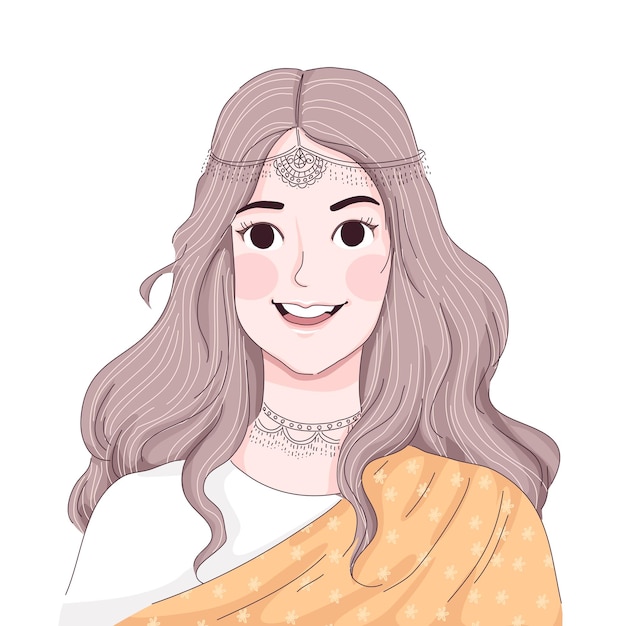 Illustration de dessin animé fille indienne