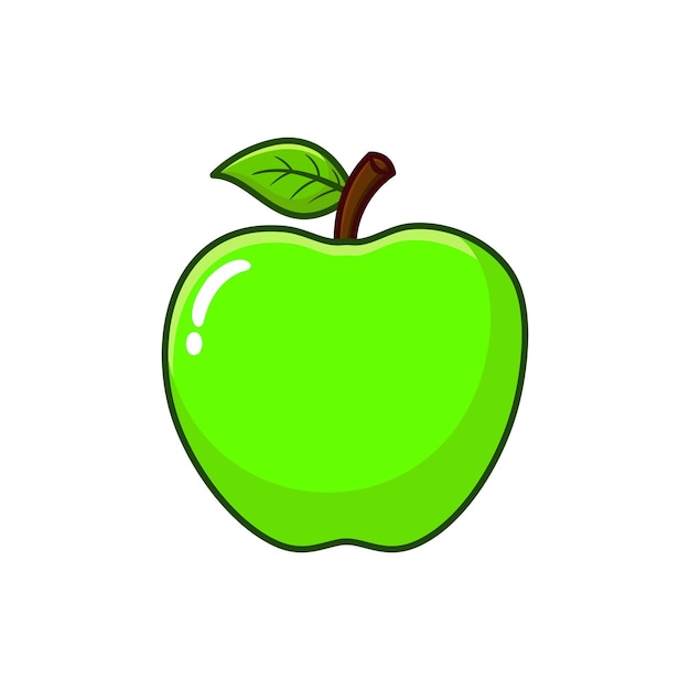 Illustration de dessin animé de fruits pomme verte de vecteur