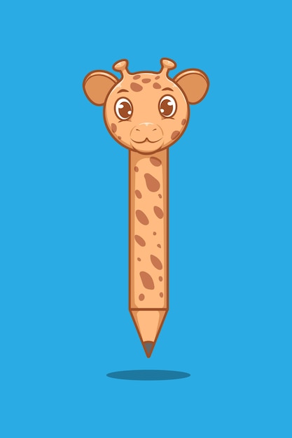 Illustration De Dessin Animé Girafe Et Crayon