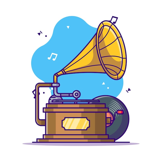 Illustration De Dessin Animé Gramophone Et Vinyle