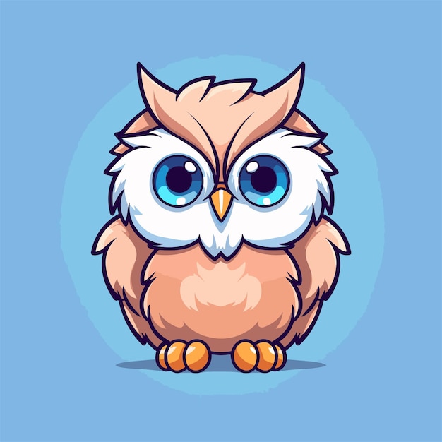 illustration de dessin animé hibou dessiné à la main isolé sur fond blanc