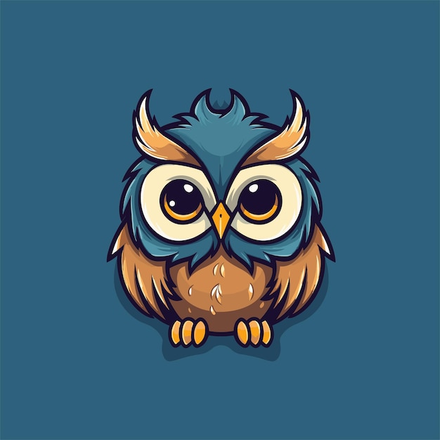 illustration de dessin animé hibou dessiné à la main isolé sur fond blanc