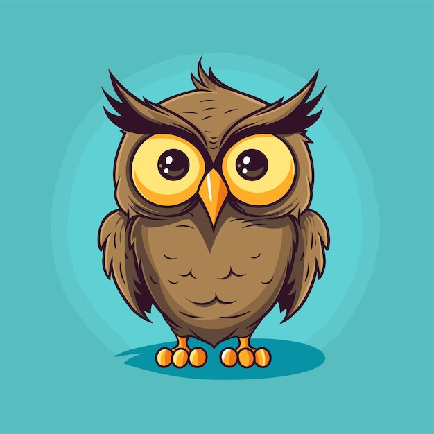 illustration de dessin animé hibou dessiné à la main isolé sur fond blanc