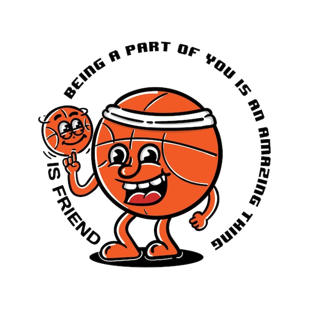 Illustration De Dessin Animé De Jeu De Basket-ball Bonne Pour La Conception De T-shirt Et D'autocollant