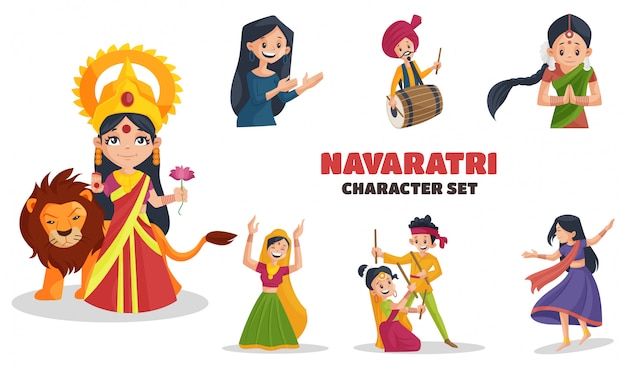 Illustration De Dessin Animé De Jeu De Caractères Navaratri