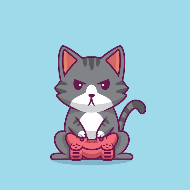 Illustration de dessin animé de jeu de chat mignon