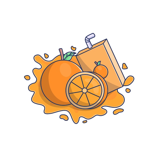 Illustration De Dessin Animé De Jus D'orange