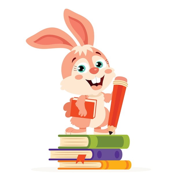 Illustration De Dessin Animé De Lapin étudiant