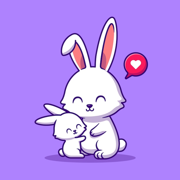 Illustration De Dessin Animé De Lapin Mère Et Bébé Lapin