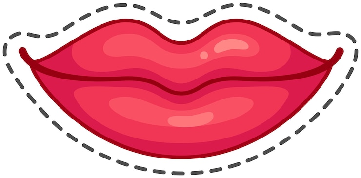 Vecteur illustration de dessin animé de lèvres rouges faisant un geste d'embrassement idéal pour les projets liés à la beauté, à l'amour et à la saint-valentin