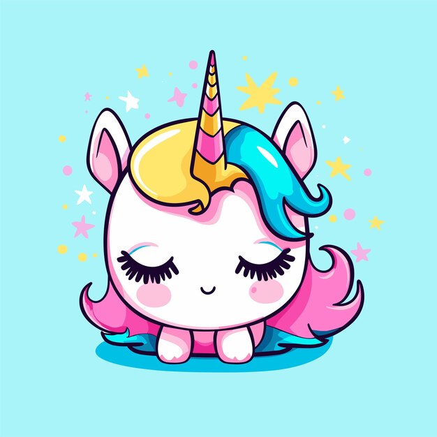 Illustration De Dessin Animé De Licorne Magique Dessinée à La Main