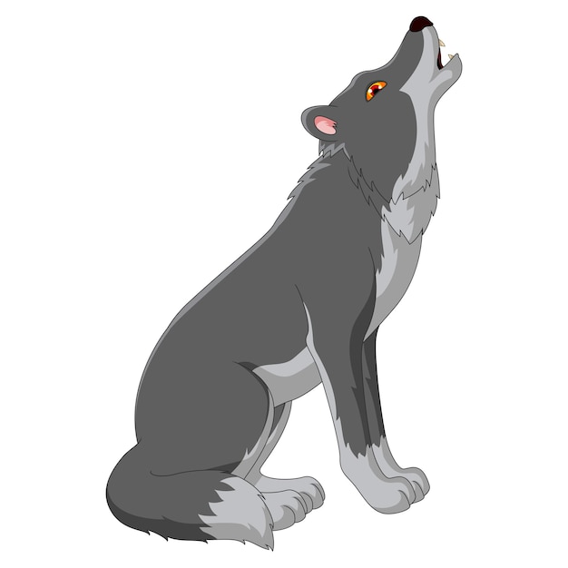 Vecteur illustration de dessin animé de loup posant