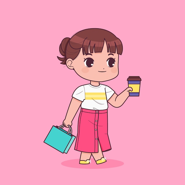 Illustration de dessin animé de marche dessinée à la main