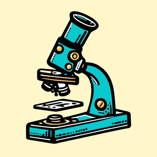 Vecteur illustration de dessin animé de microscope dessinée à la main