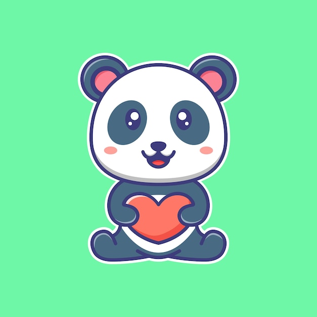 Illustration De Dessin Animé Mignon Bébé Panda Amour