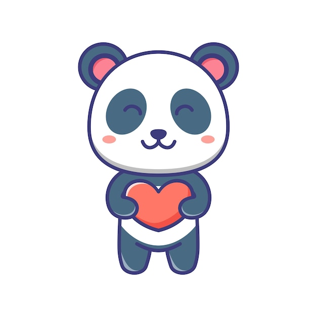 Illustration de dessin animé mignon bébé panda amour