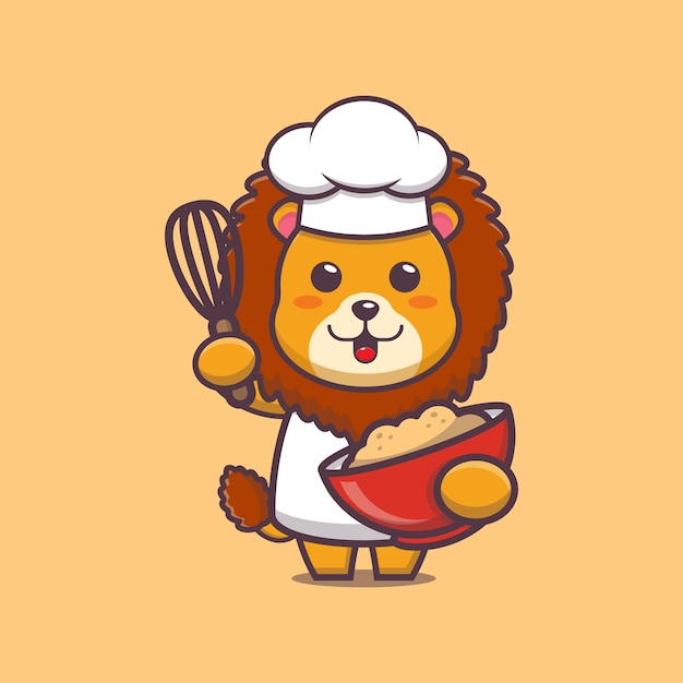 Illustration De Dessin Animé Mignon Chef Lion