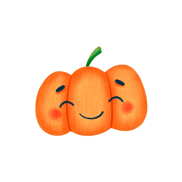 Illustration De Dessin Animé Mignon Citrouille D'halloween Avec Visage Isolé Sur Fond Blanc