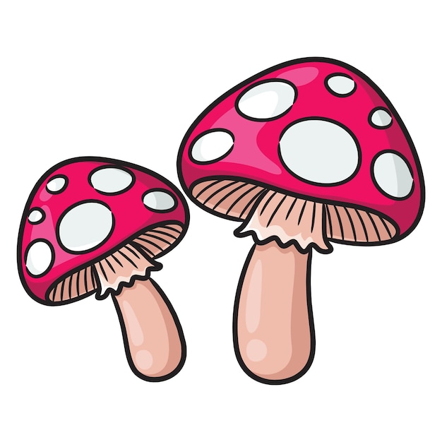 Illustration De Dessin Animé Mignon Deux Champignons