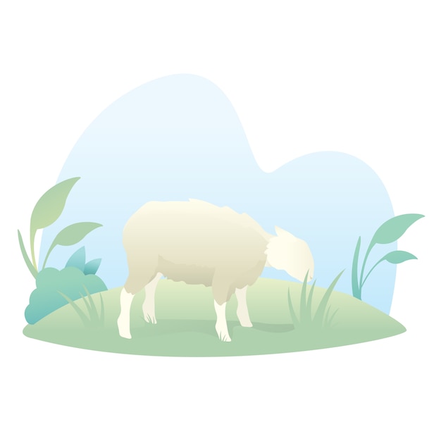 Vecteur illustration de dessin animé mignon de mouton pour célébrer l'aïd al adha
