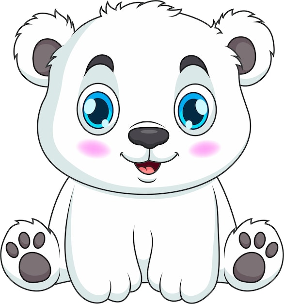 Vecteur illustration de dessin animé d'un mignon ours polaire souriant