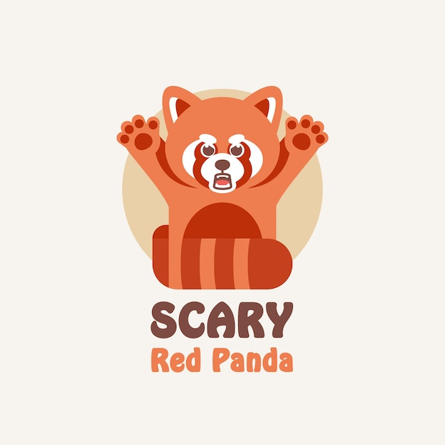 Illustration De Dessin Animé Mignon Panda Rouge Mascotte Logo