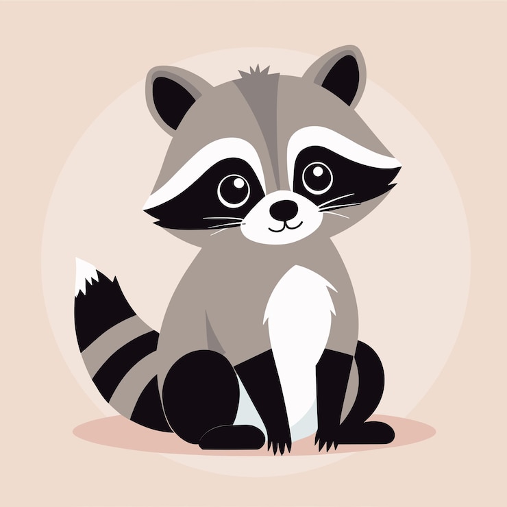 Vecteur illustration de dessin animé mignon de raton laveur