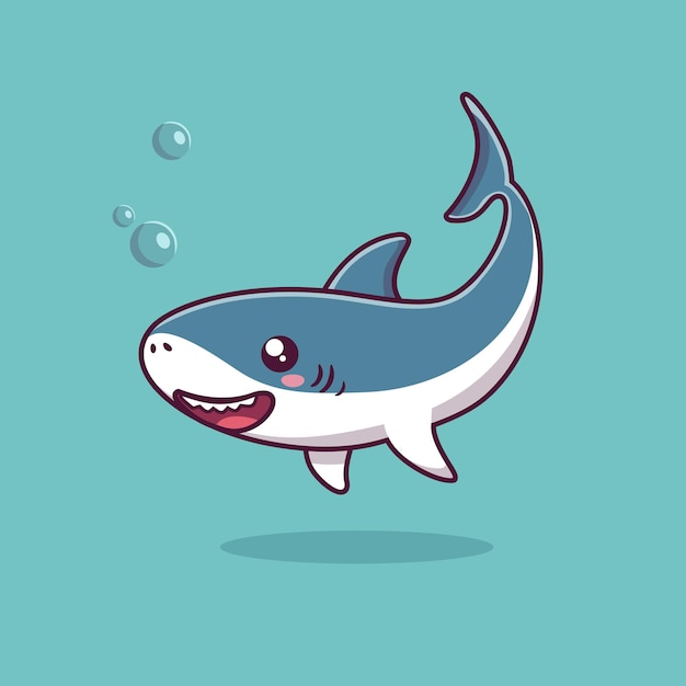 Vecteur illustration de dessin animé mignon requin natation