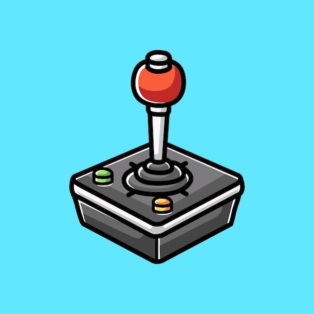 Vecteur illustration de dessin animé mignon rétro joystick doodle