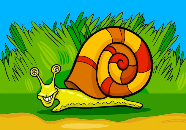 Vecteur illustration de dessin animé mollusque escargot