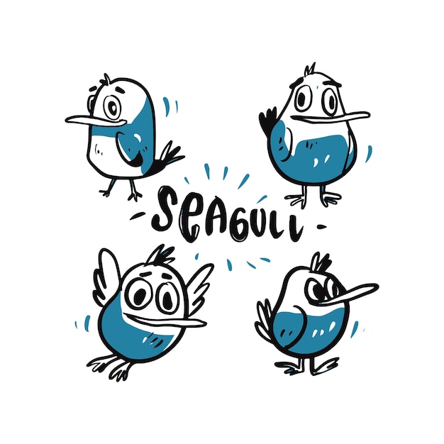 Vecteur illustration de dessin animé de mouette.