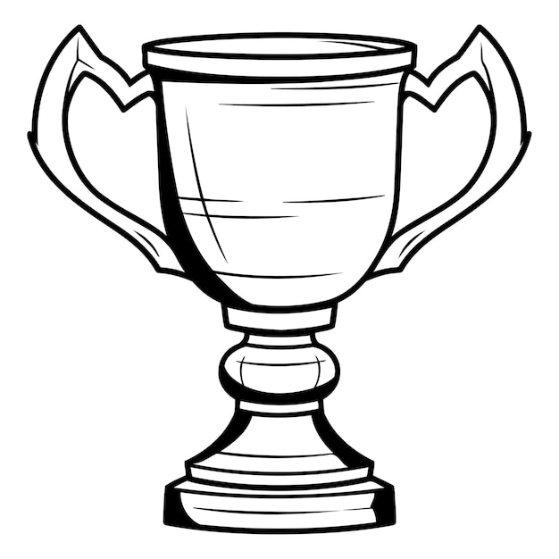 Illustration De Dessin Animé En Noir Et Blanc D'une Coupe De Trophée Ou De Coupe Pour Le Sport