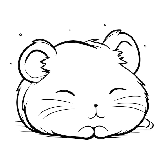 Vecteur illustration de dessin animé en noir et blanc d'un mignon personnage animal de hamster pour livre à colorier