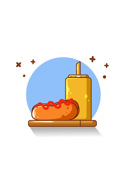 Illustration De Dessin Animé De Nourriture De Hot-dog Et De Sauce Piquante