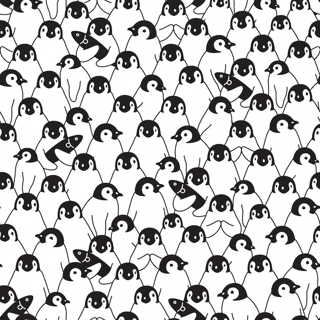 Illustration De Dessin Animé Oiseau Pingouin Modèle Sans Couture